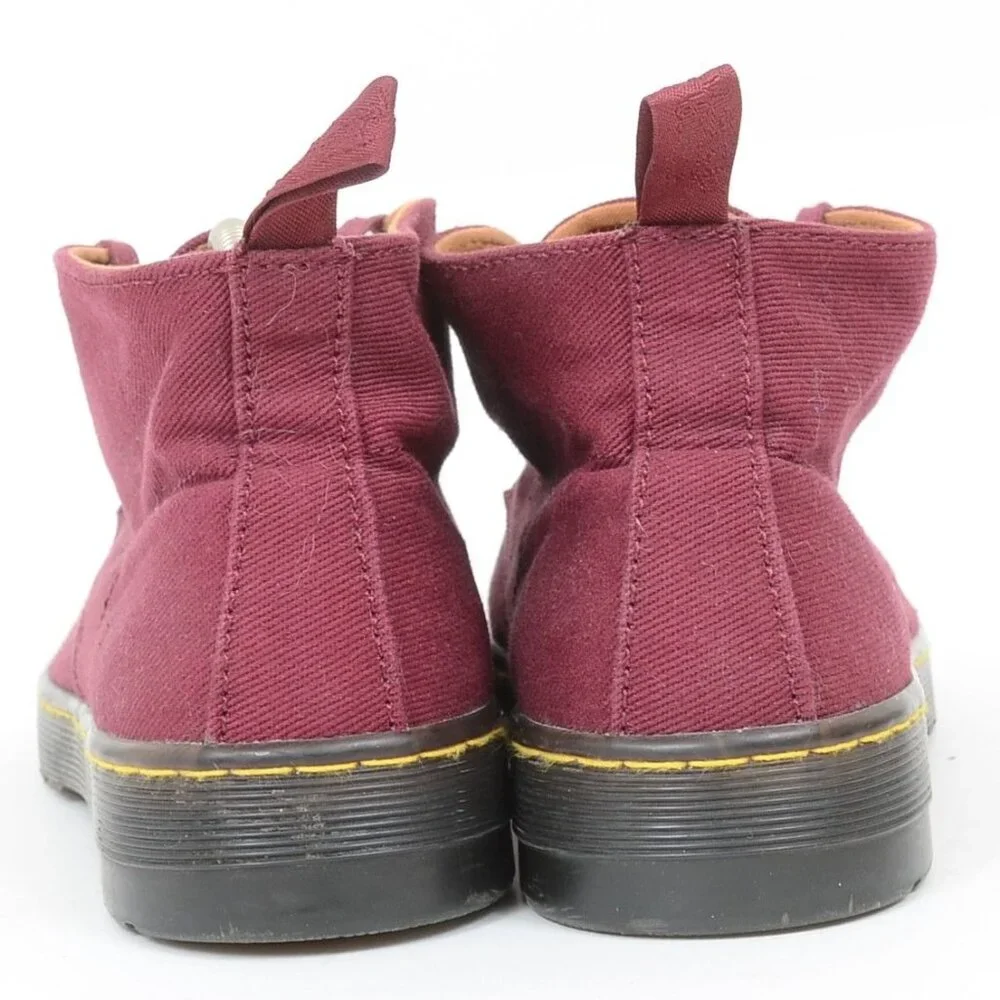 Dr. Martens Men's 9 WMNS 10 Mayport Overdyed Twill Canvas Lace Low Boots Oxblood